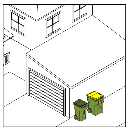 Carts beside a garage