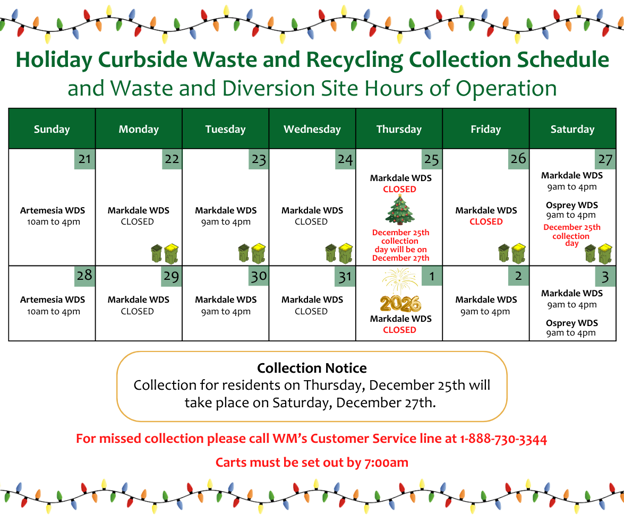 Holiday Waste Schedule